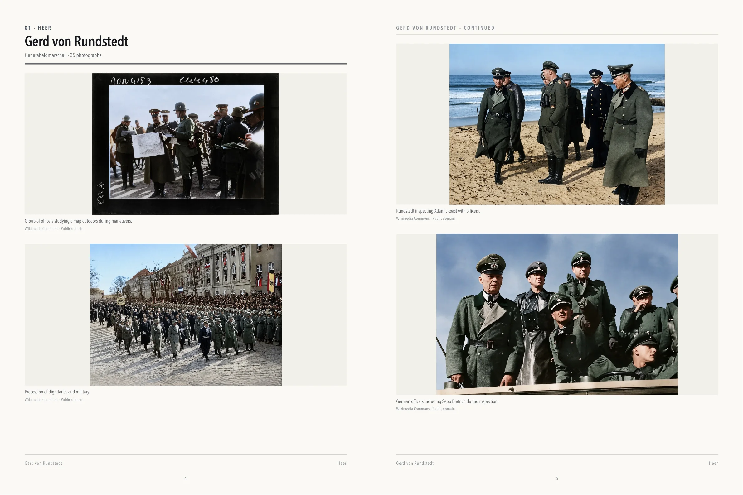 Colour gallery sample spread featuring German commanders