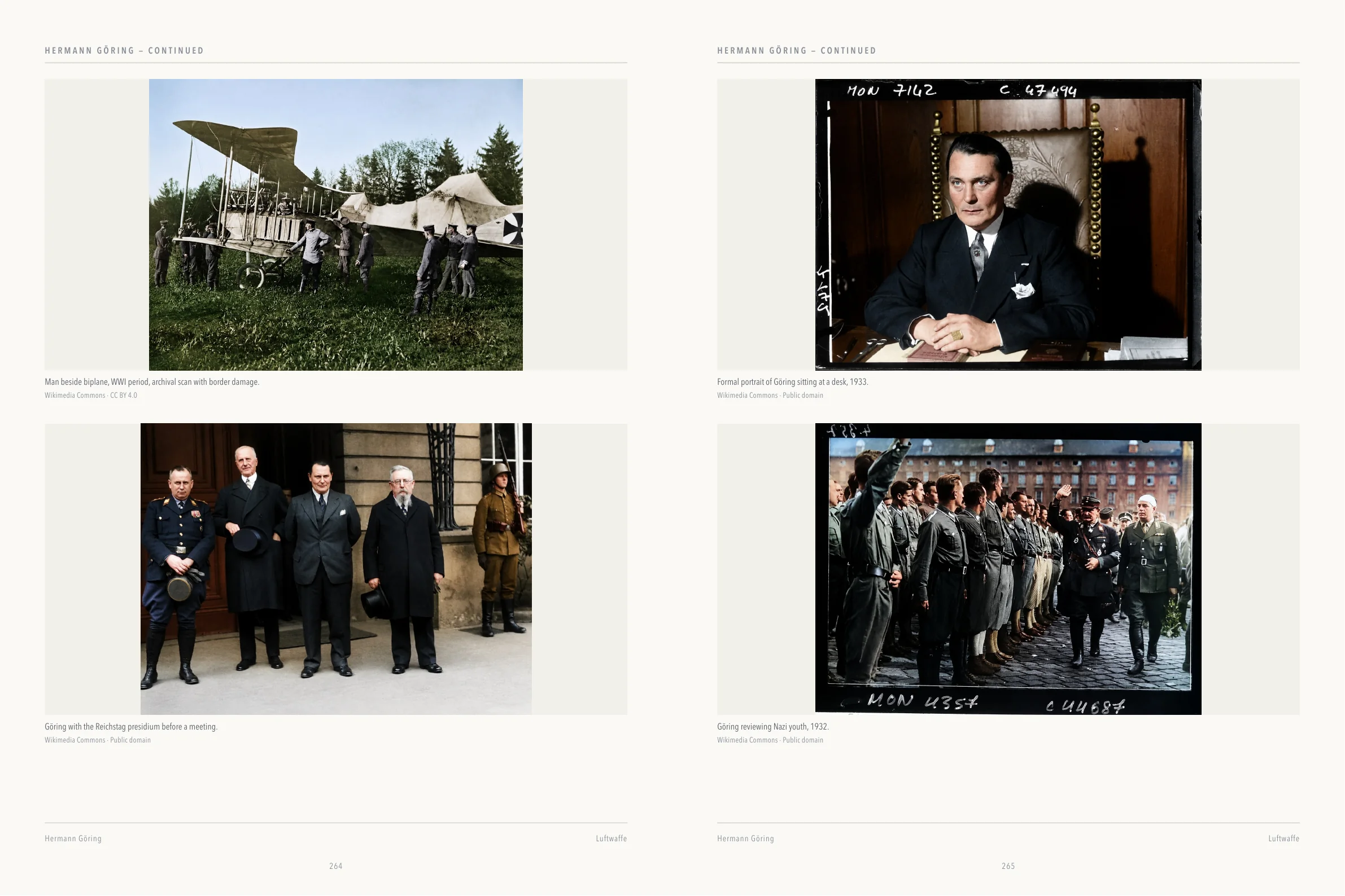 Colour gallery sample spread from the Luftwaffe section