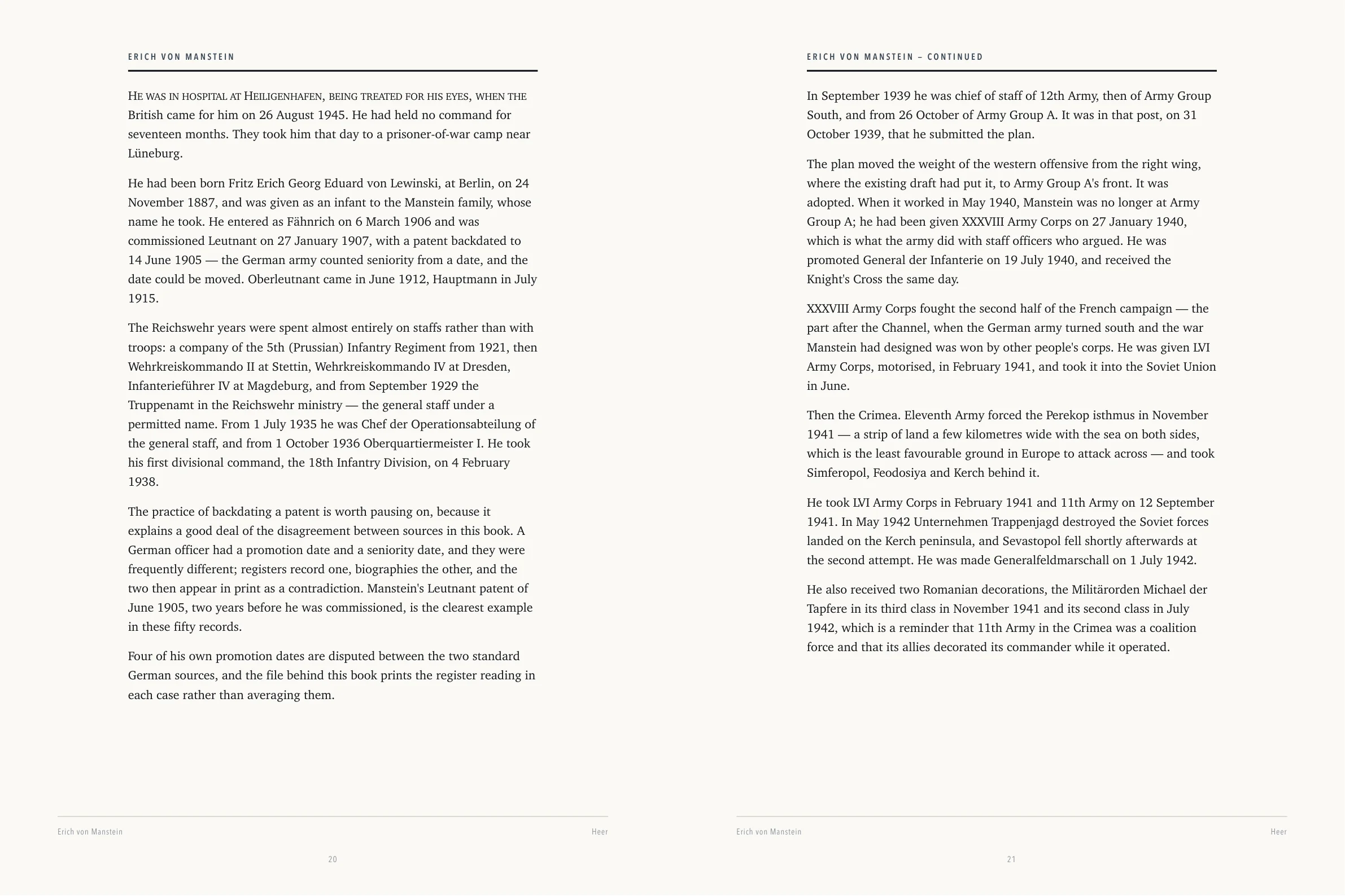 Two-page sample of the researched narrative layout